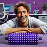 Man doing foam roller exercise in an office.