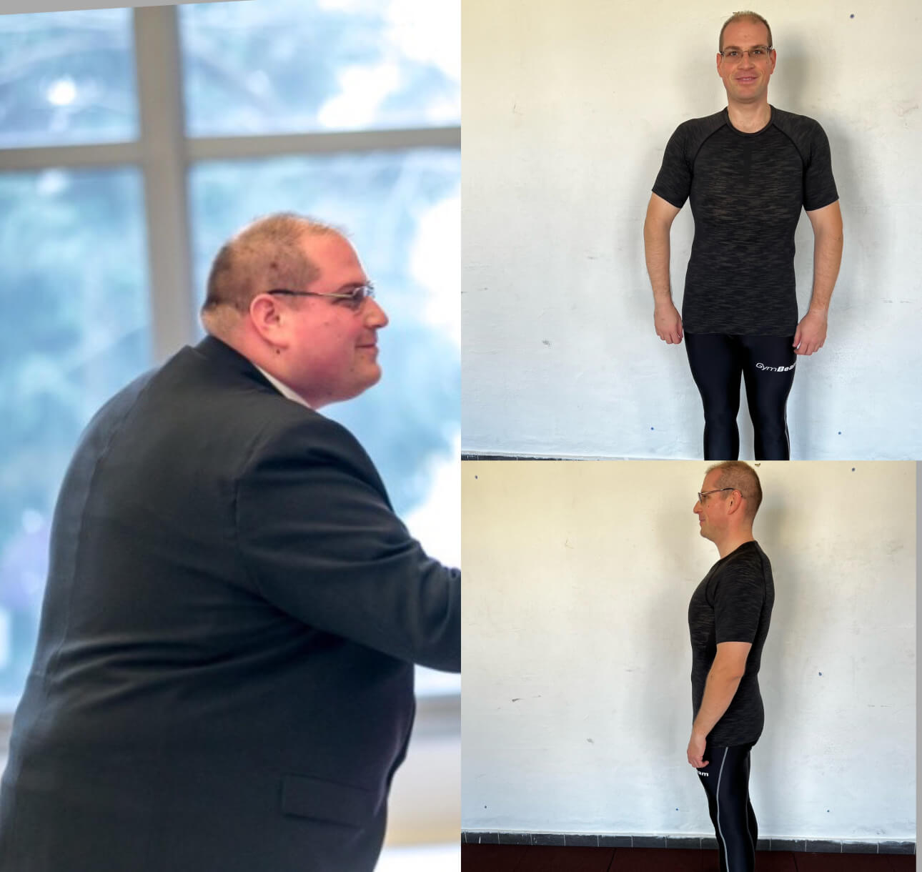 Before and after photo of extreme weight loss of Alexander with NodietXP